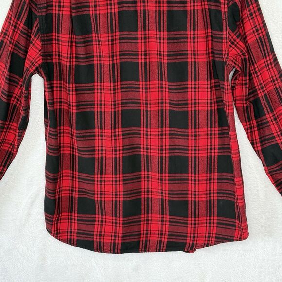 Faded Glory Shirt Men's M Red and Black Plaid Button Up Long Sleeve Flannel - Picture 8 of 15